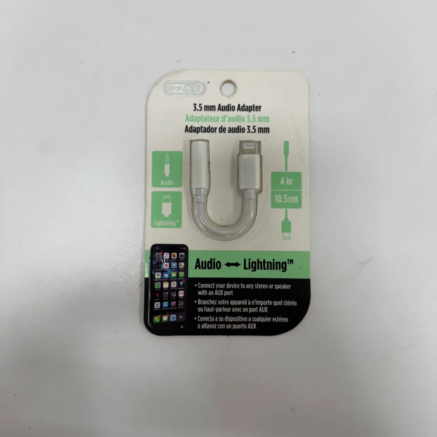 New 3.5mm to Lightning Audio Adapter – 4” Cable for iPhone thumbnail