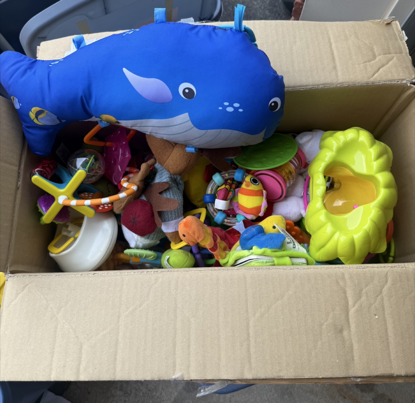 Box of baby toys