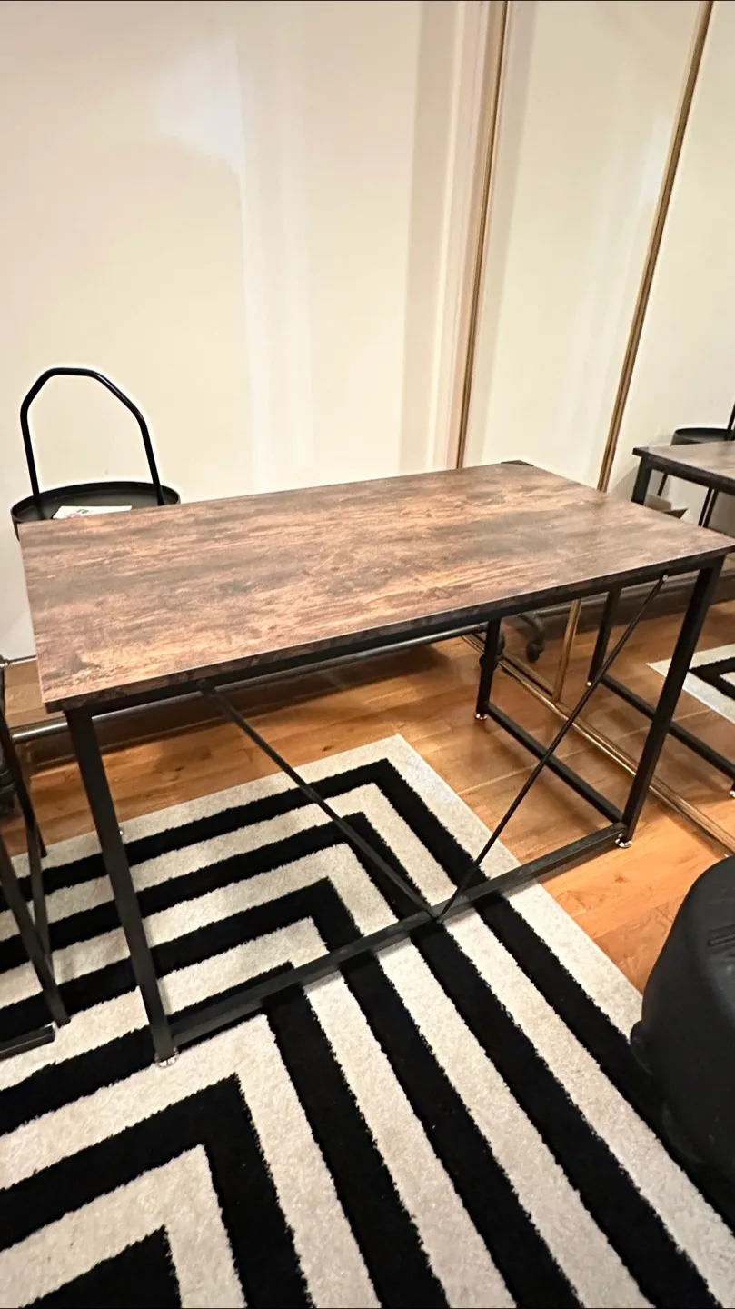 Brown Wood & Black Metal Desk thumbnail