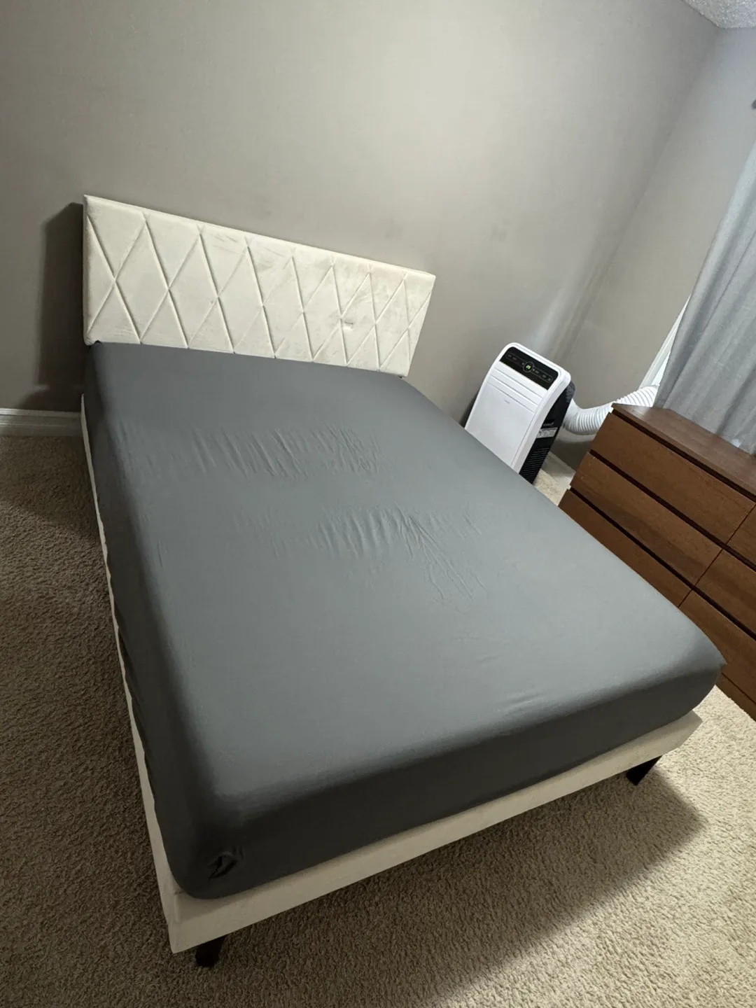 Queen Size Upholstered Bed Frame with Headboard and Mattress thumbnail