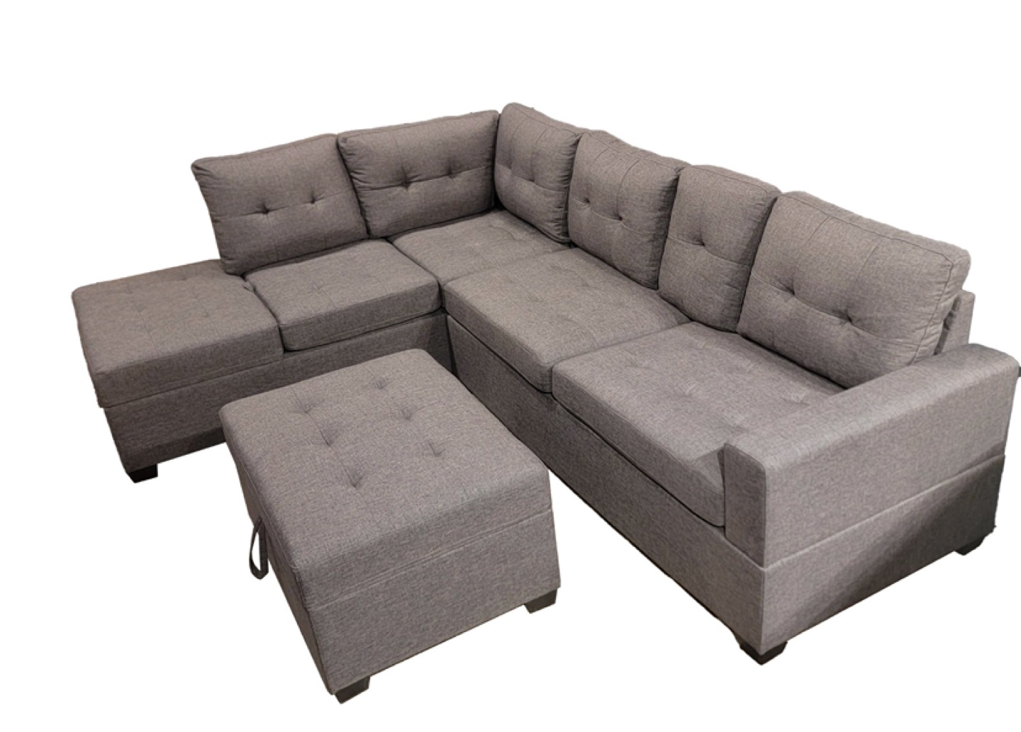 Grey Sectional Sofa with Ottoman