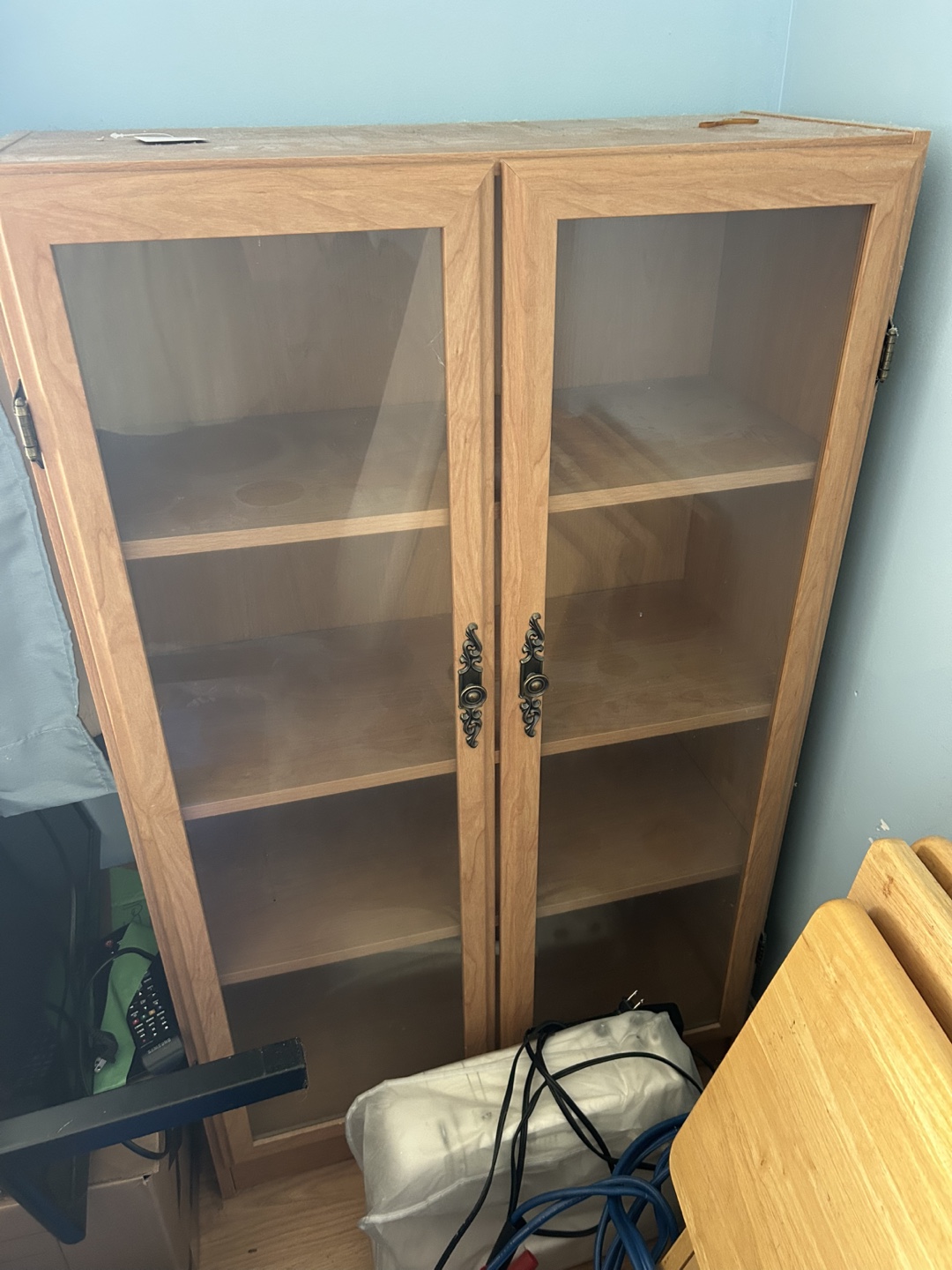 Wooden Display Cabinet with Glass Doors