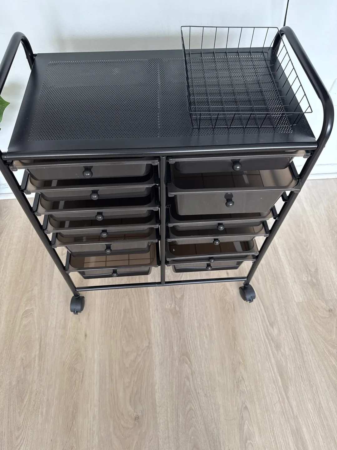 Black Rolling Storage Cart with Drawers image indicator(2)