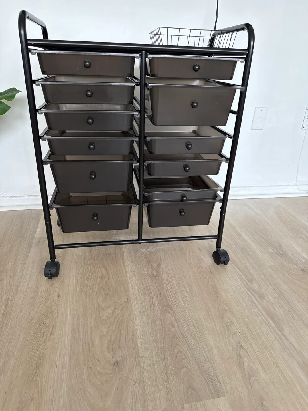 Black Rolling Storage Cart with Drawers thumbnail