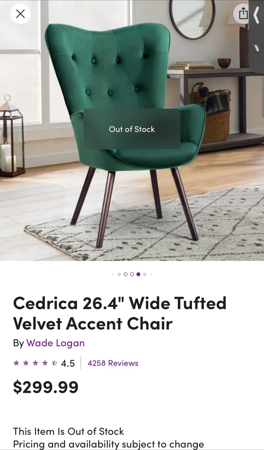 Wade Logan Cedrica Tufted Velvet Accent Chair image indicator(2)