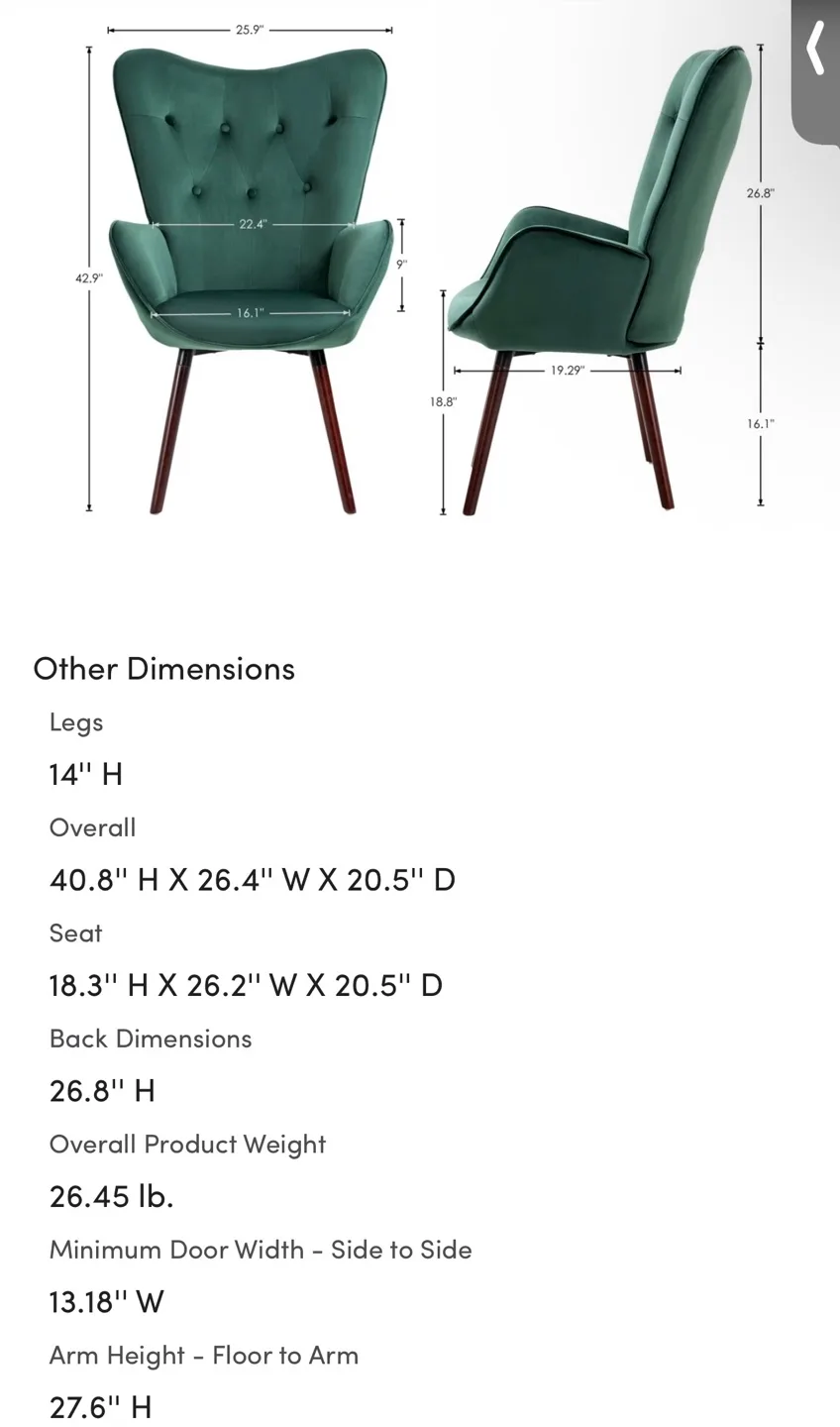 Wade Logan Cedrica Tufted Velvet Accent Chair image indicator(5)