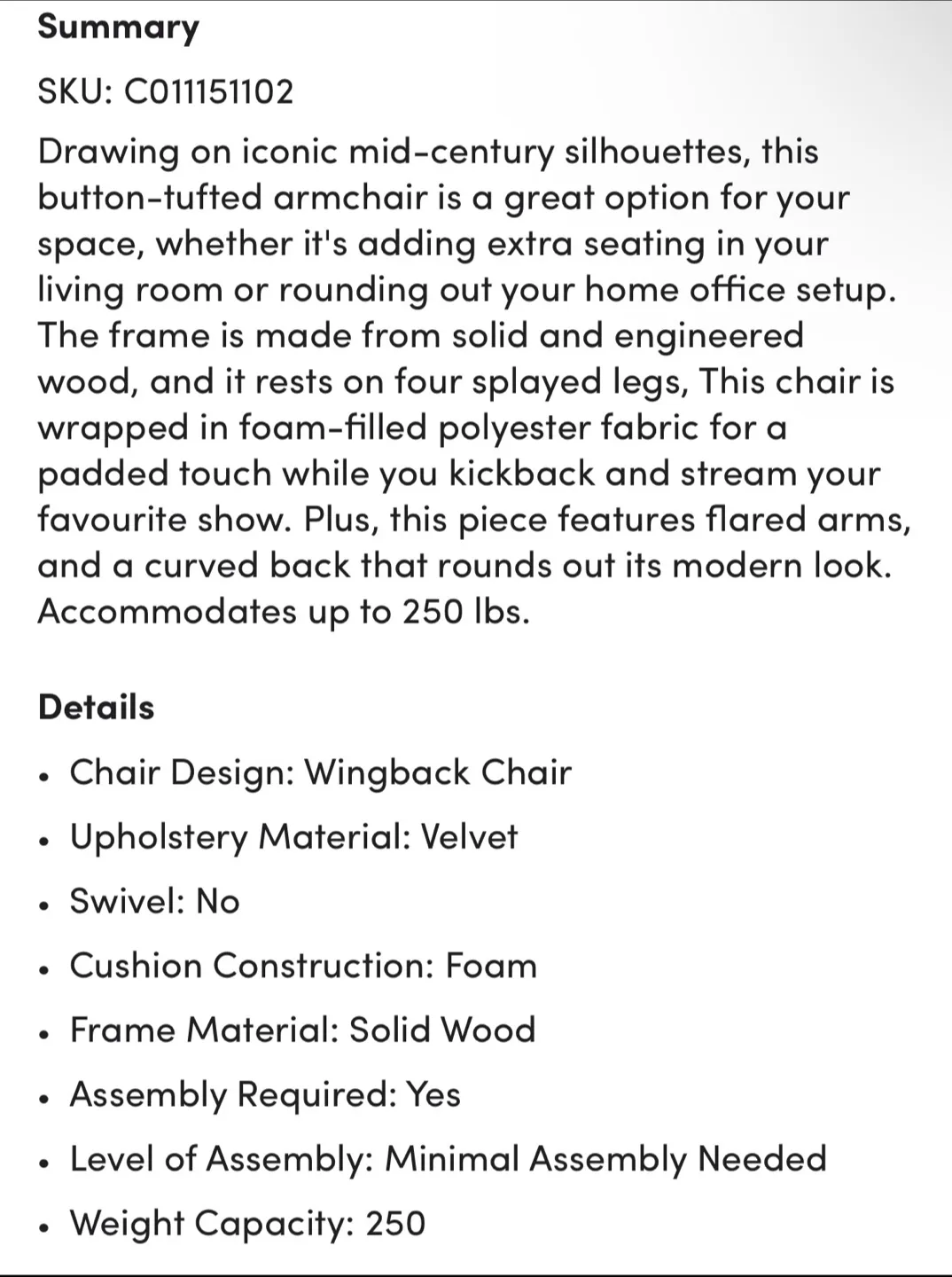 Wade Logan Cedrica Tufted Velvet Accent Chair image indicator(6)