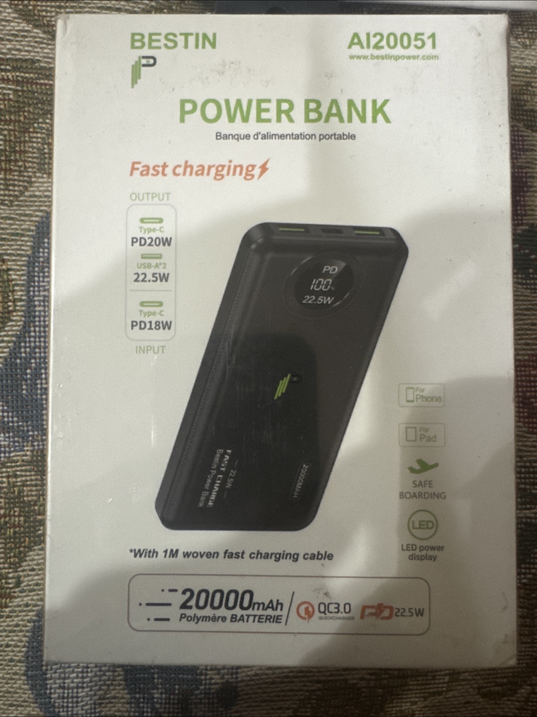 BESTIN AI20051 20000mAh Power Bank - New!
