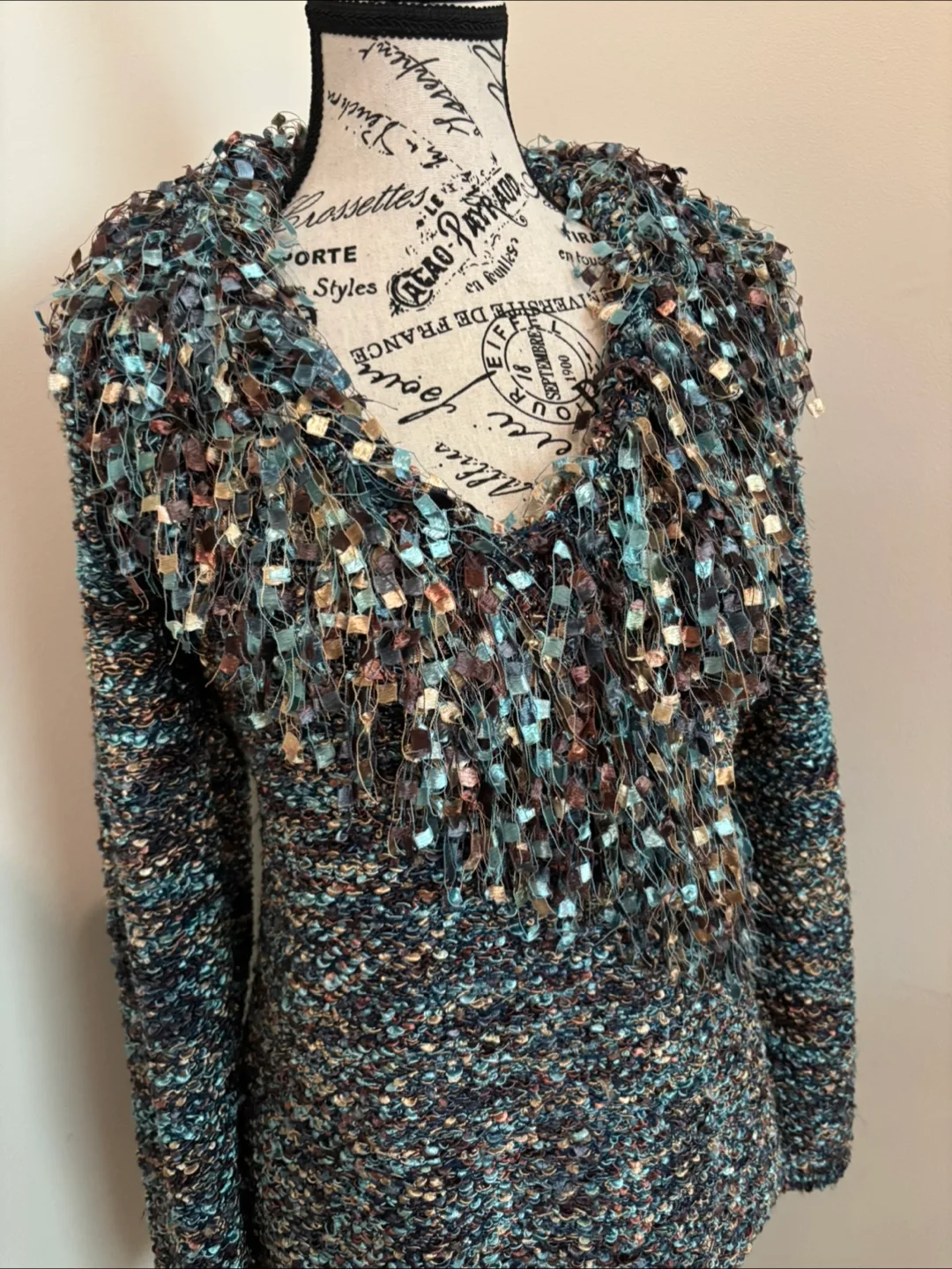 Unique Design Sweater - Blue, Brown, and Beige image indicator(4)