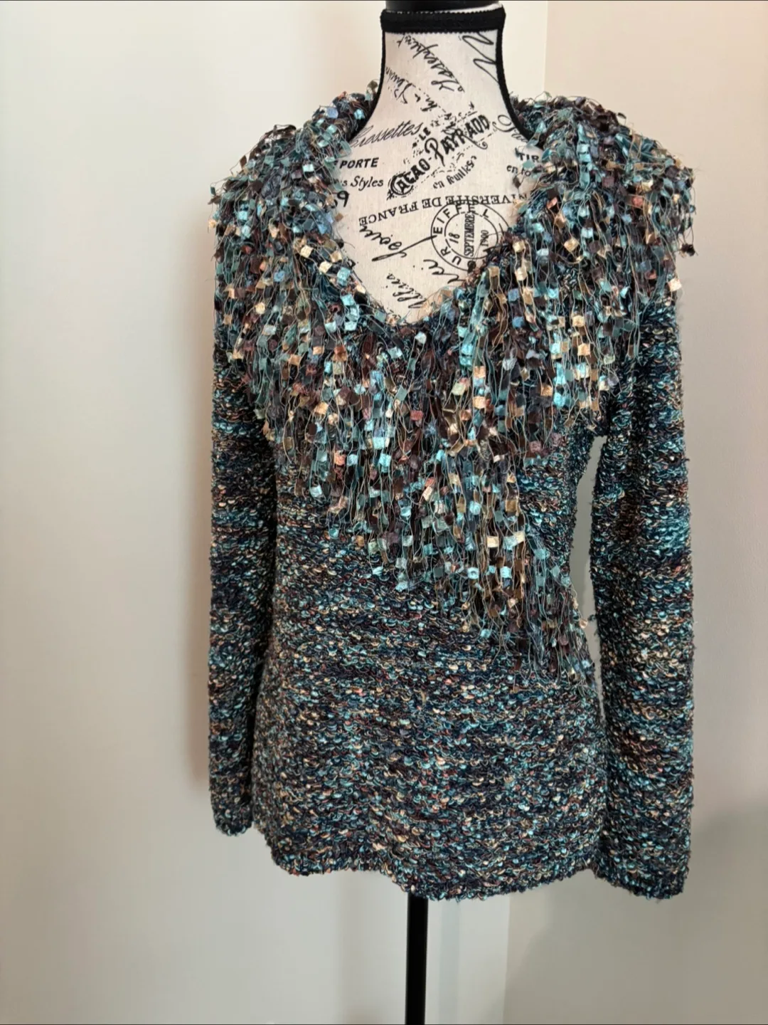 Unique Design Sweater - Blue, Brown, and Beige image indicator(2)