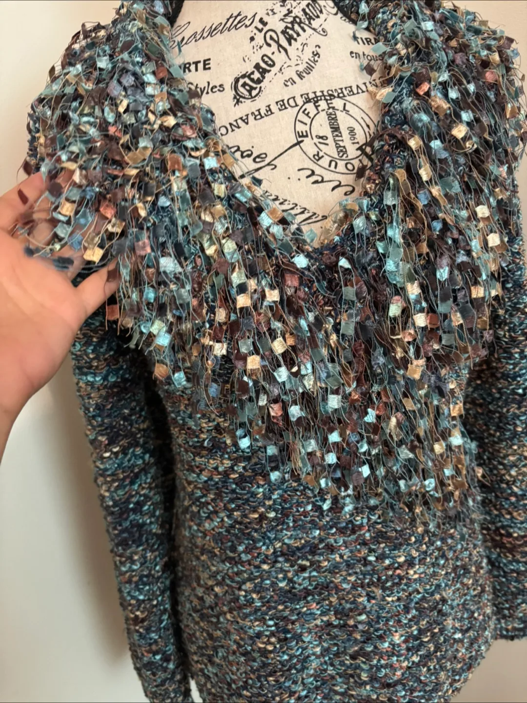 Unique Design Sweater - Blue, Brown, and Beige image indicator(5)