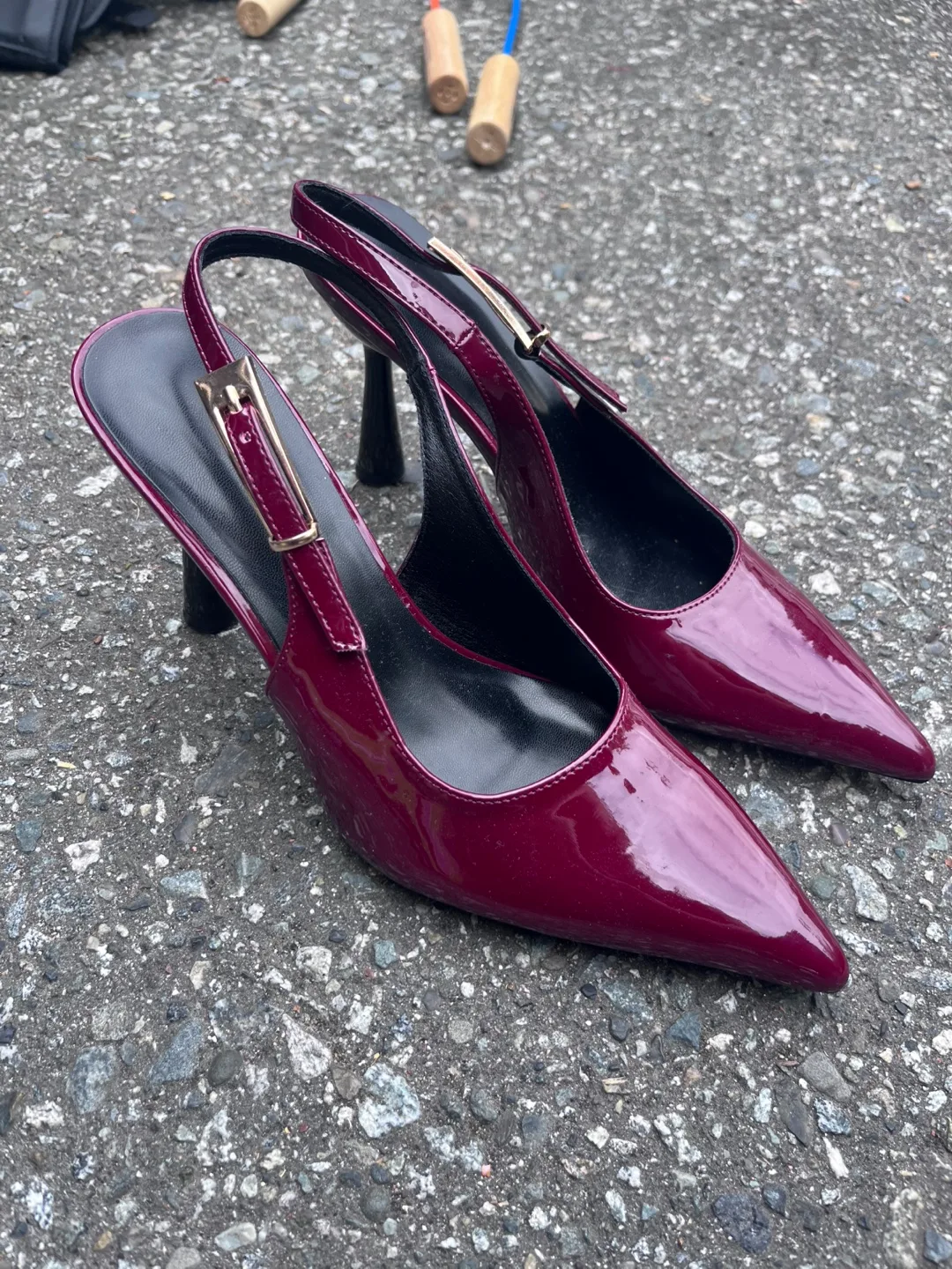 Burgundy Slingback Heels - Size 38/7.5 thumbnail