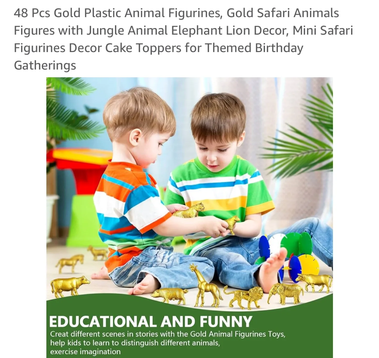 48 Pcs Gold Plastic Animal Figurines image indicator(6)