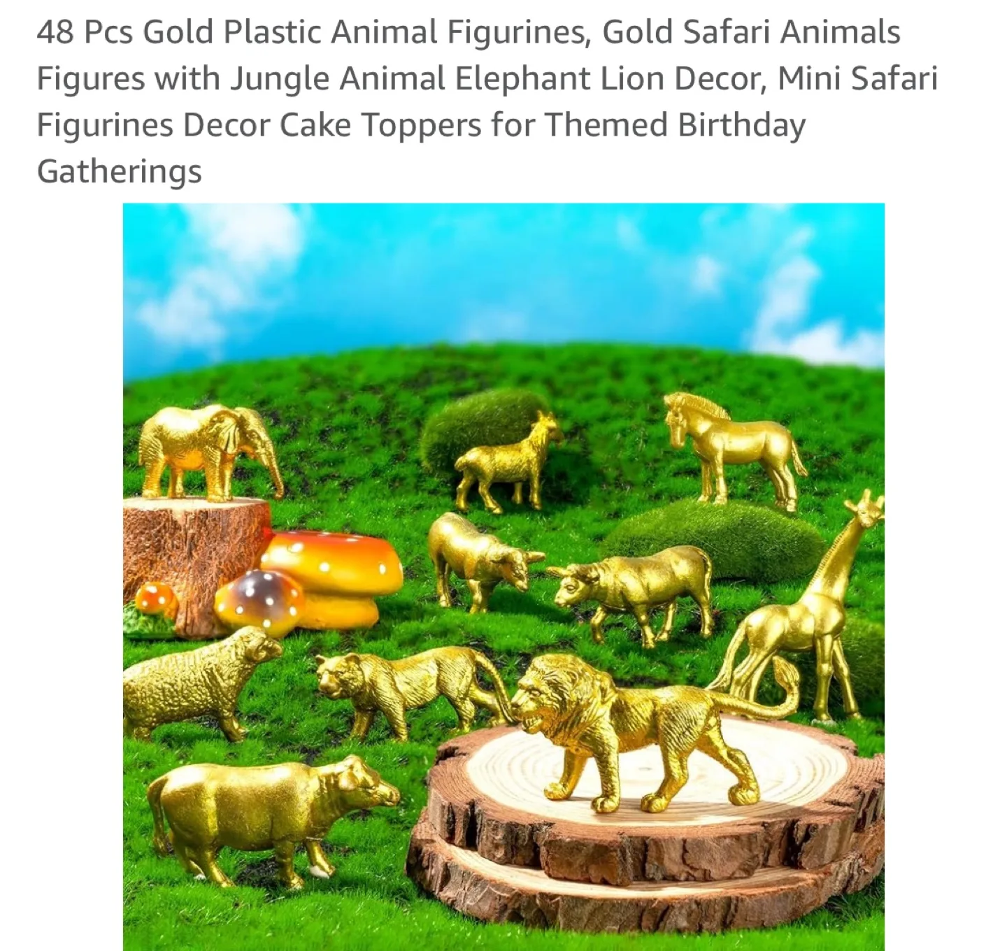 48 Pcs Gold Plastic Animal Figurines image indicator(4)