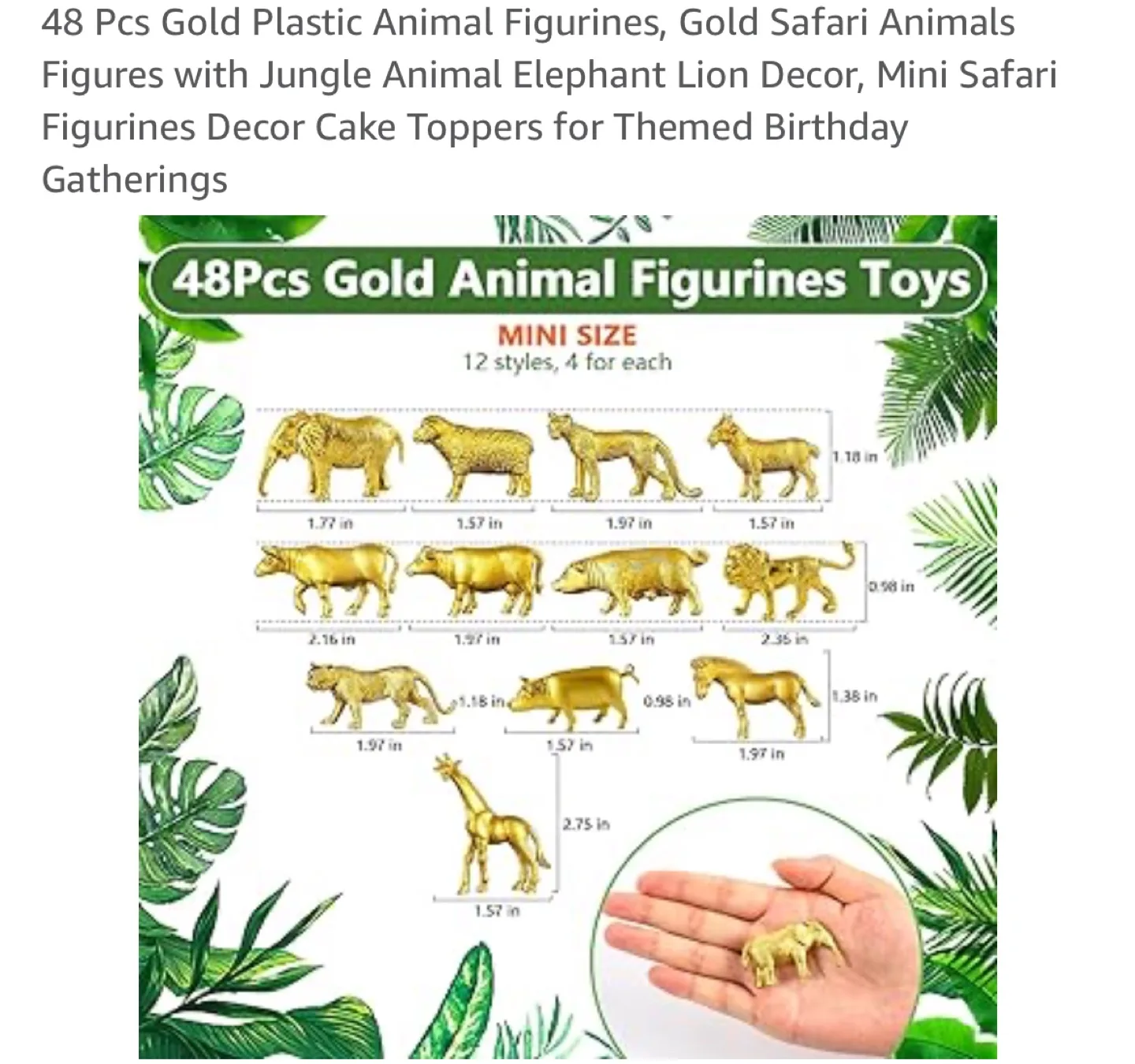48 Pcs Gold Plastic Animal Figurines image indicator(2)
