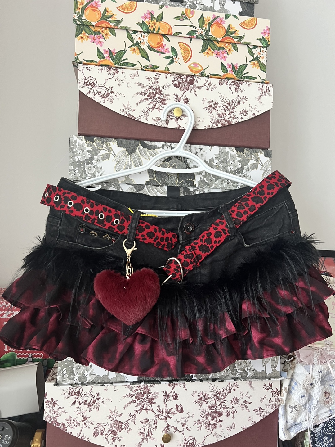 Custom Black & Red Mini Skirt