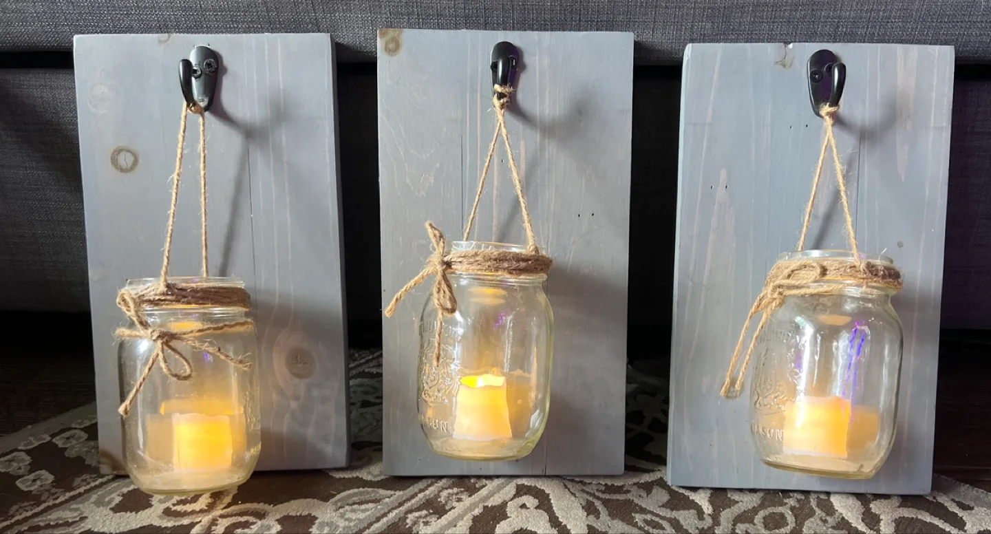 Mason Jar Wall Decor with LED Candles (Set of 3) image indicator(3)