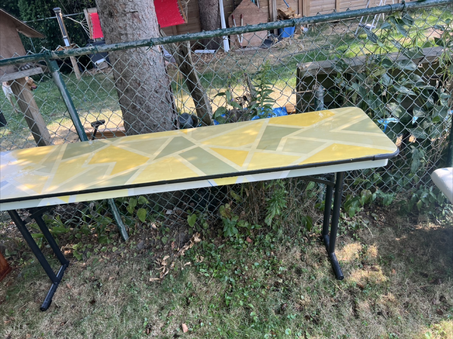 Folding Table with Geometric Design