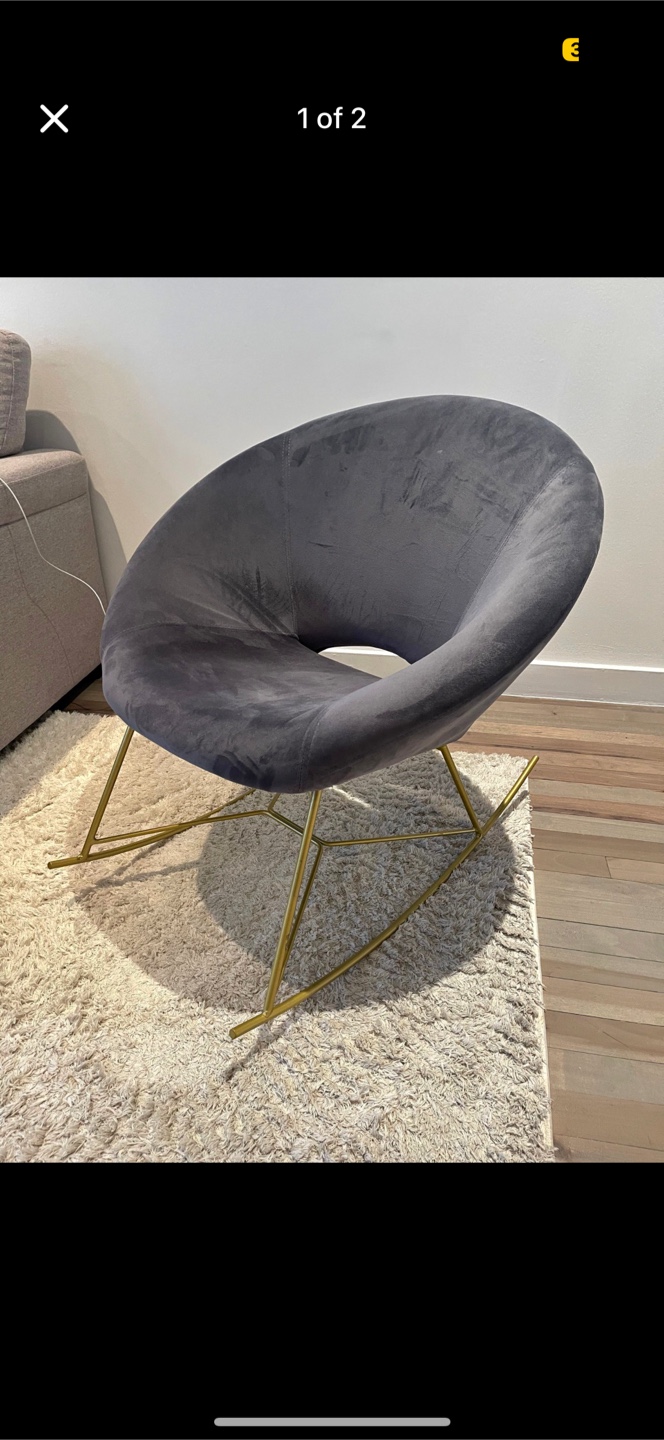 Gray Velvet Saucer Rocking Chair - photo 4