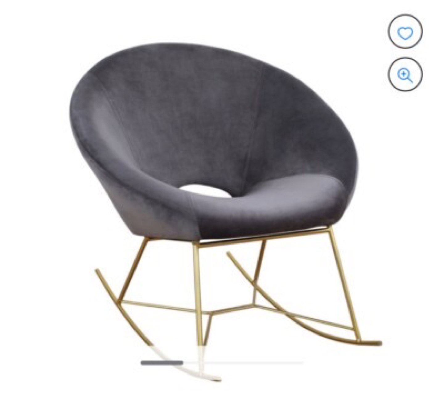 Gray Velvet Saucer Rocking Chair - photo 3