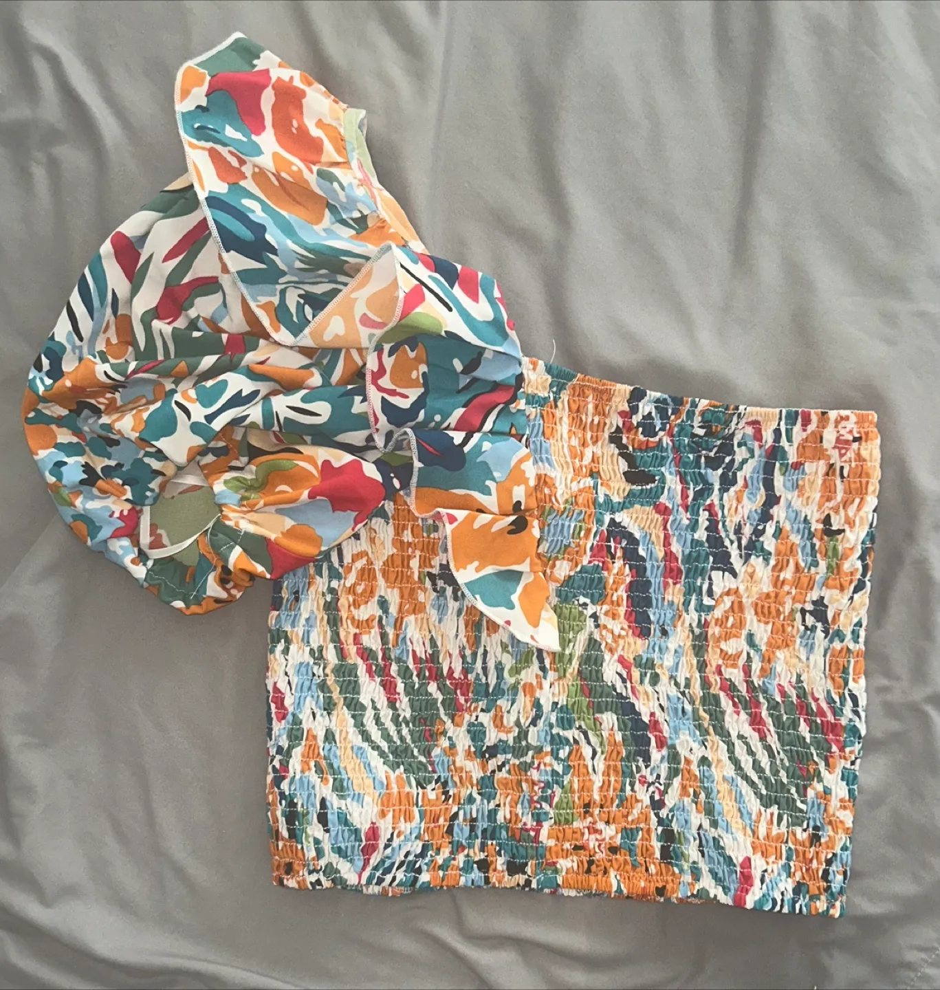 Floral Print Smocked Tube Top thumbnail