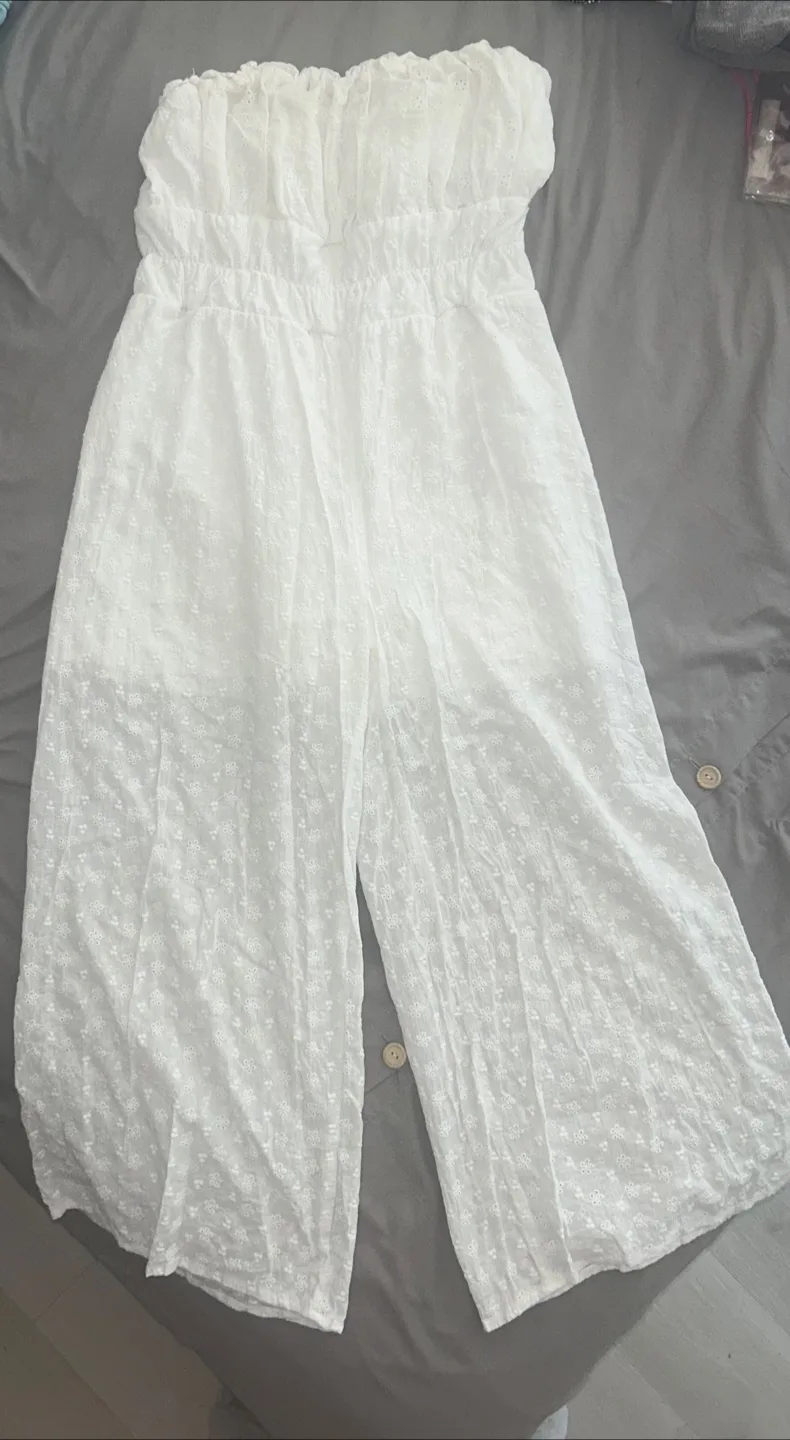 White Strapless Cropped Jumpsuit thumbnail