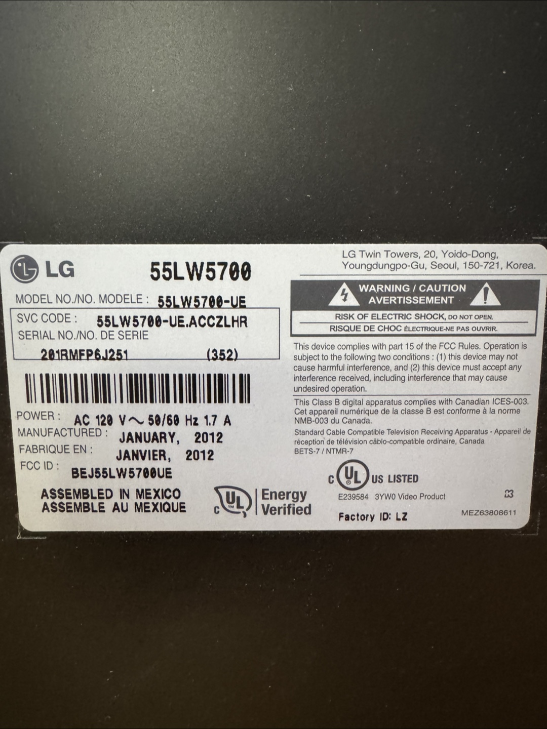 LG 55LW5700 55" LCD TV - photo 5