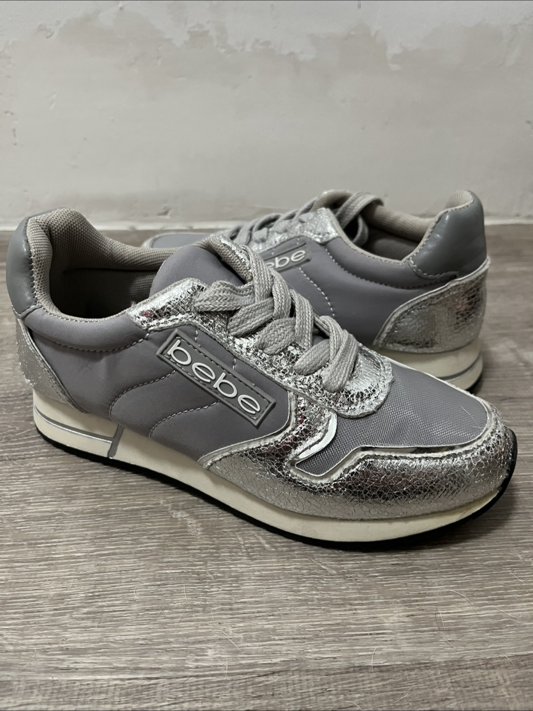 Bebe Gray & Silver Sneakers
