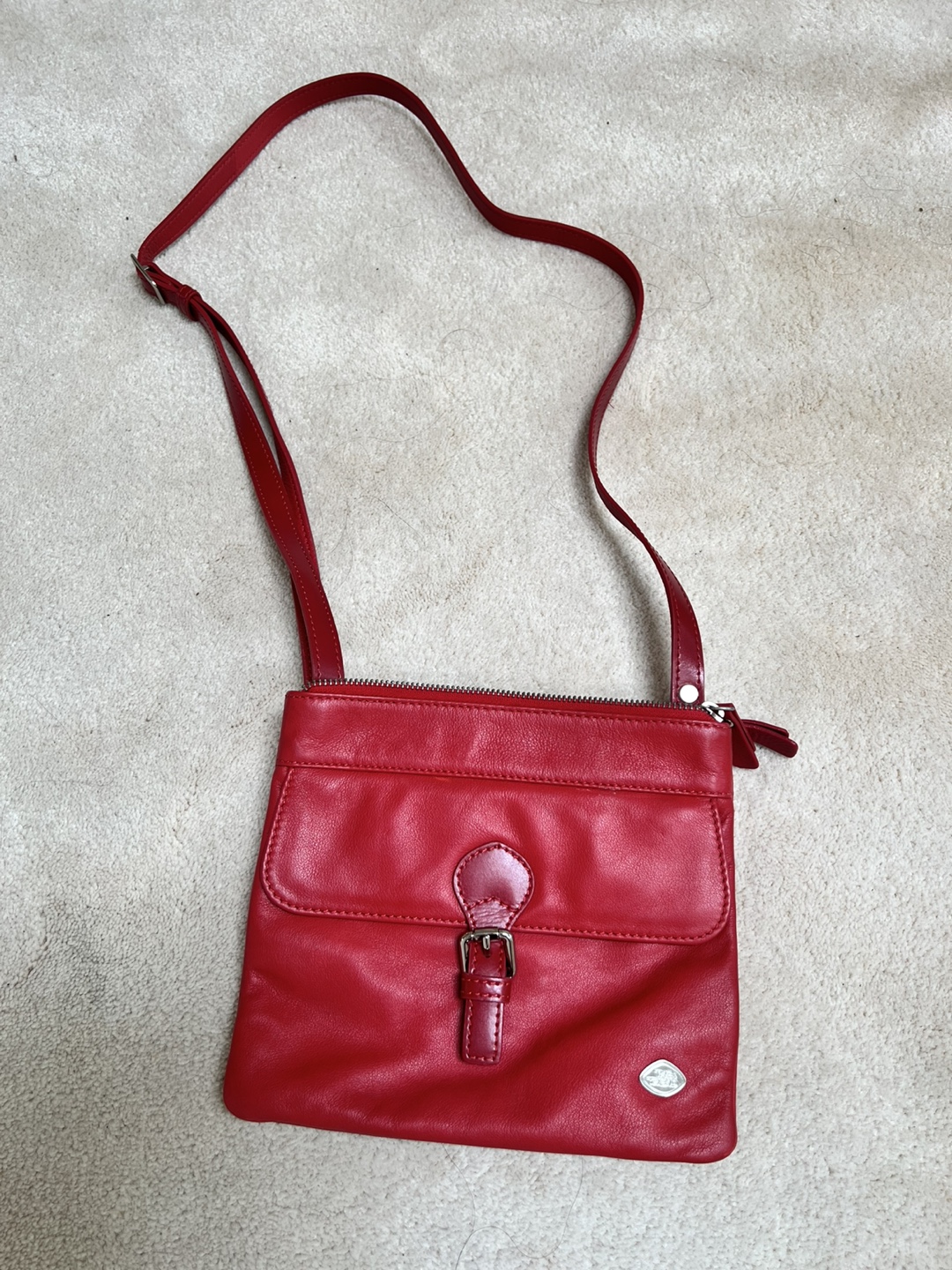 New Red Leather Crossbody Bag