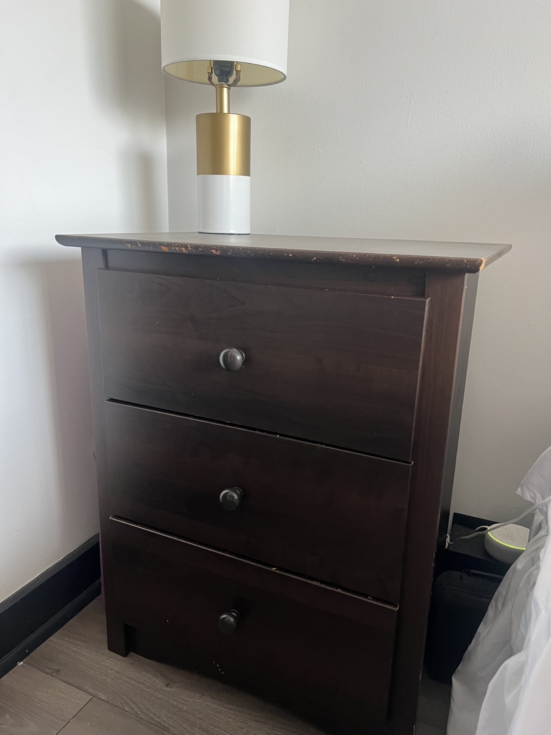 Brown 3-Drawer Nightstand - photo 2