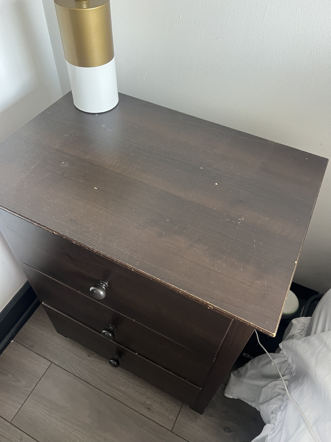 Brown 3-Drawer Nightstand - photo 3