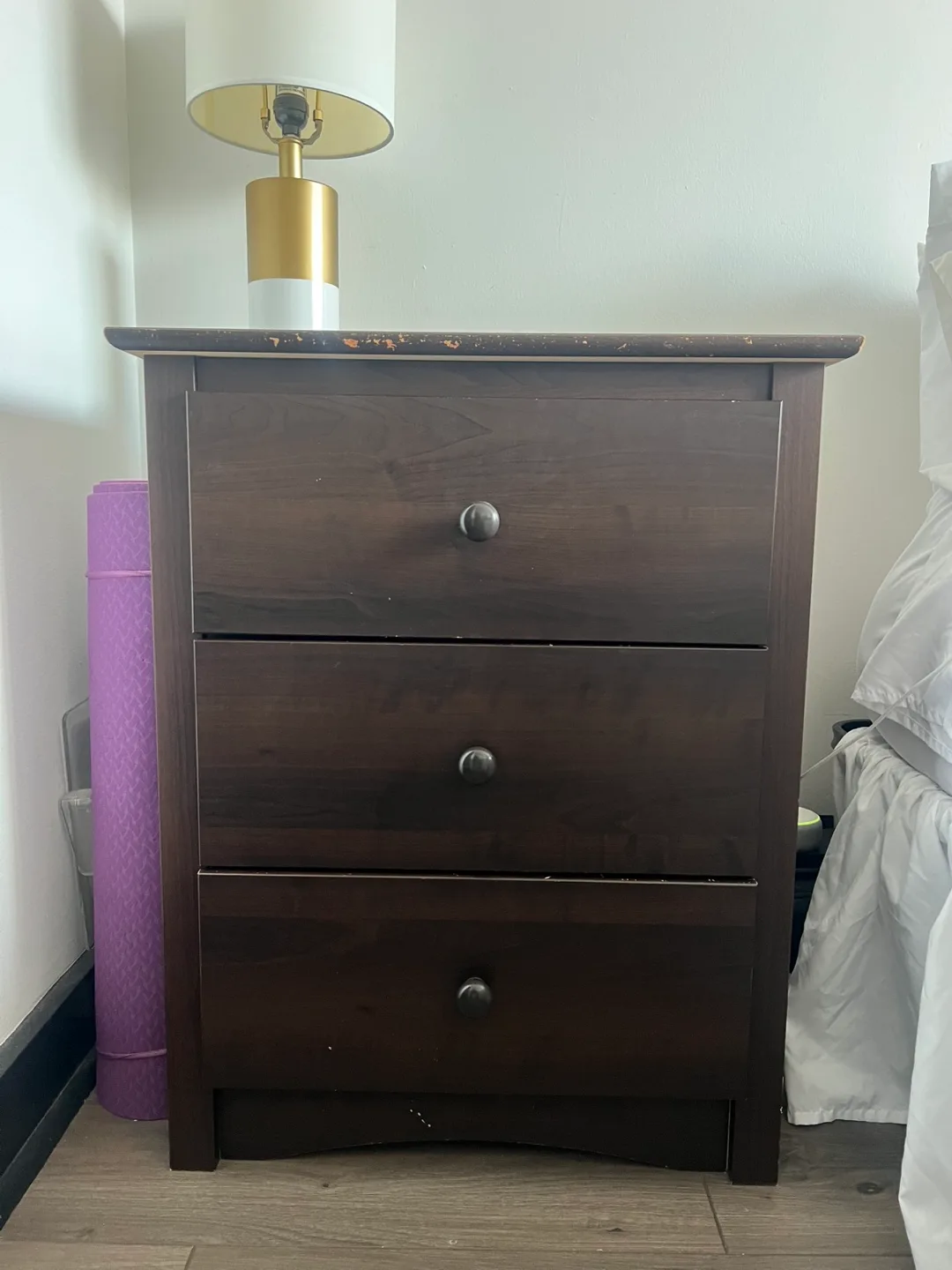 Brown 3-Drawer Nightstand thumbnail