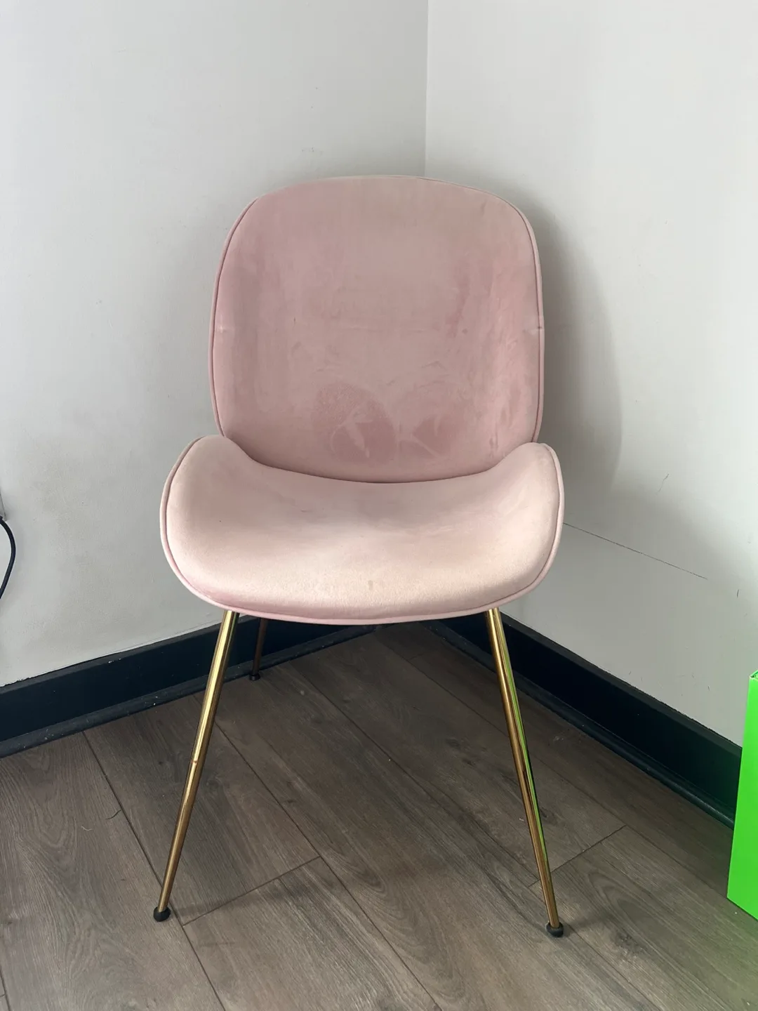Pink Velvet Chair with Gold Legs thumbnail