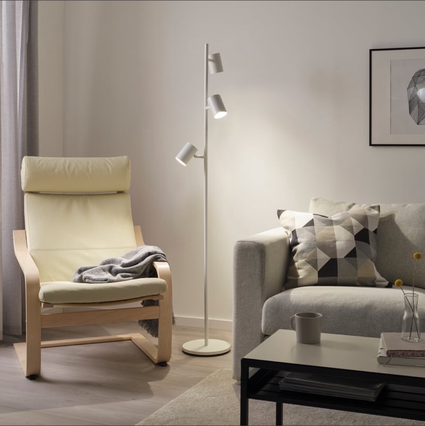 IKEA NYMÅNE Floor lamp with 3 spotlights, white - photo 5