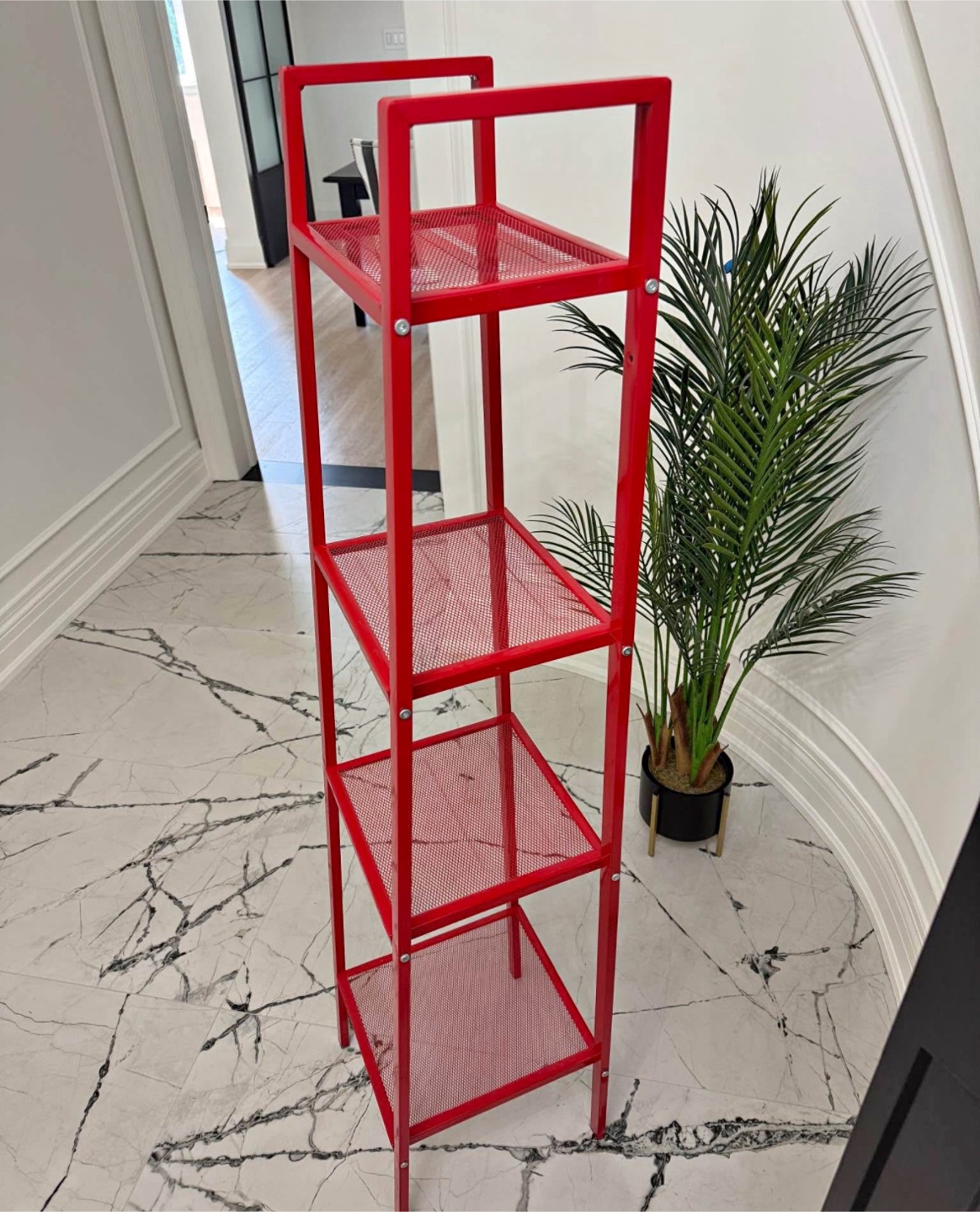 Red IKEA Lerbeeg shelf unit