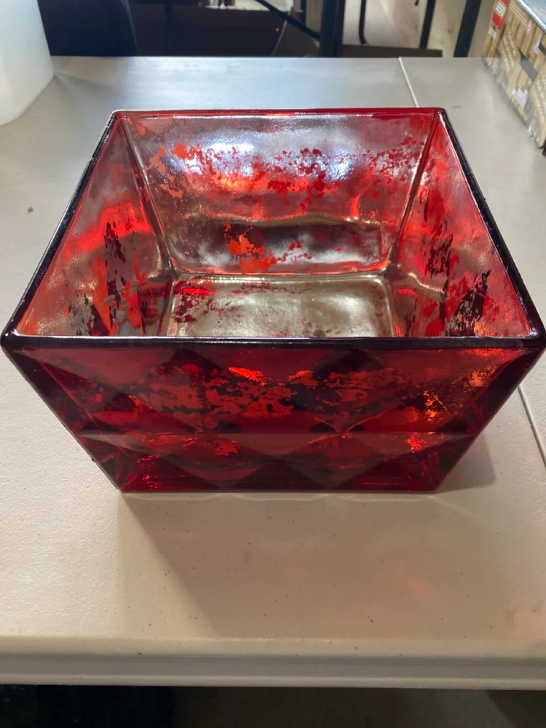 Red Glass Decorative Bowl thumbnail