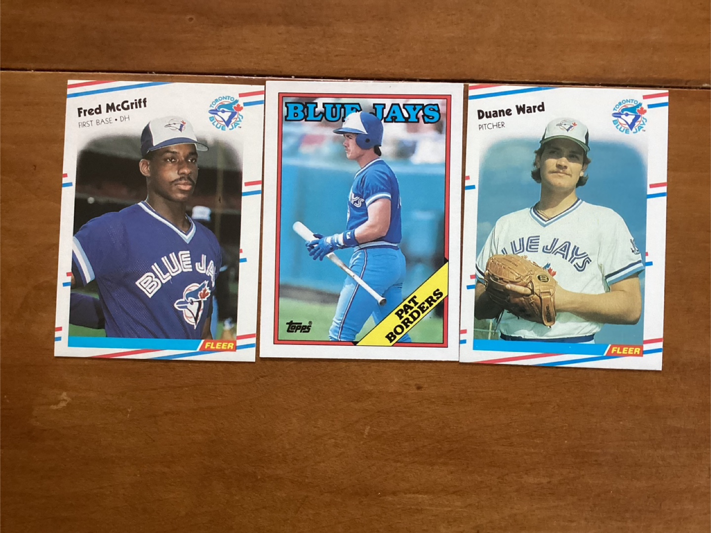 1988 Jays Fred McGriff, Pat Borders & Duane Ward Trading Cards