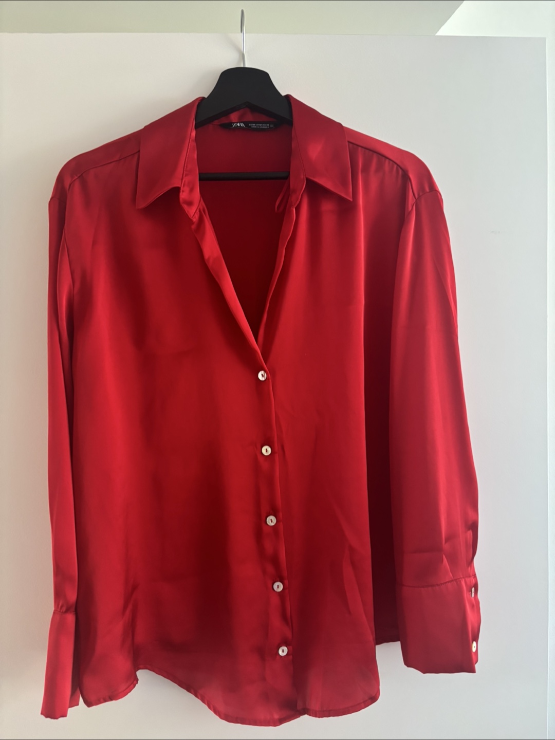 Zara Red Button-Down Blouse - Size M