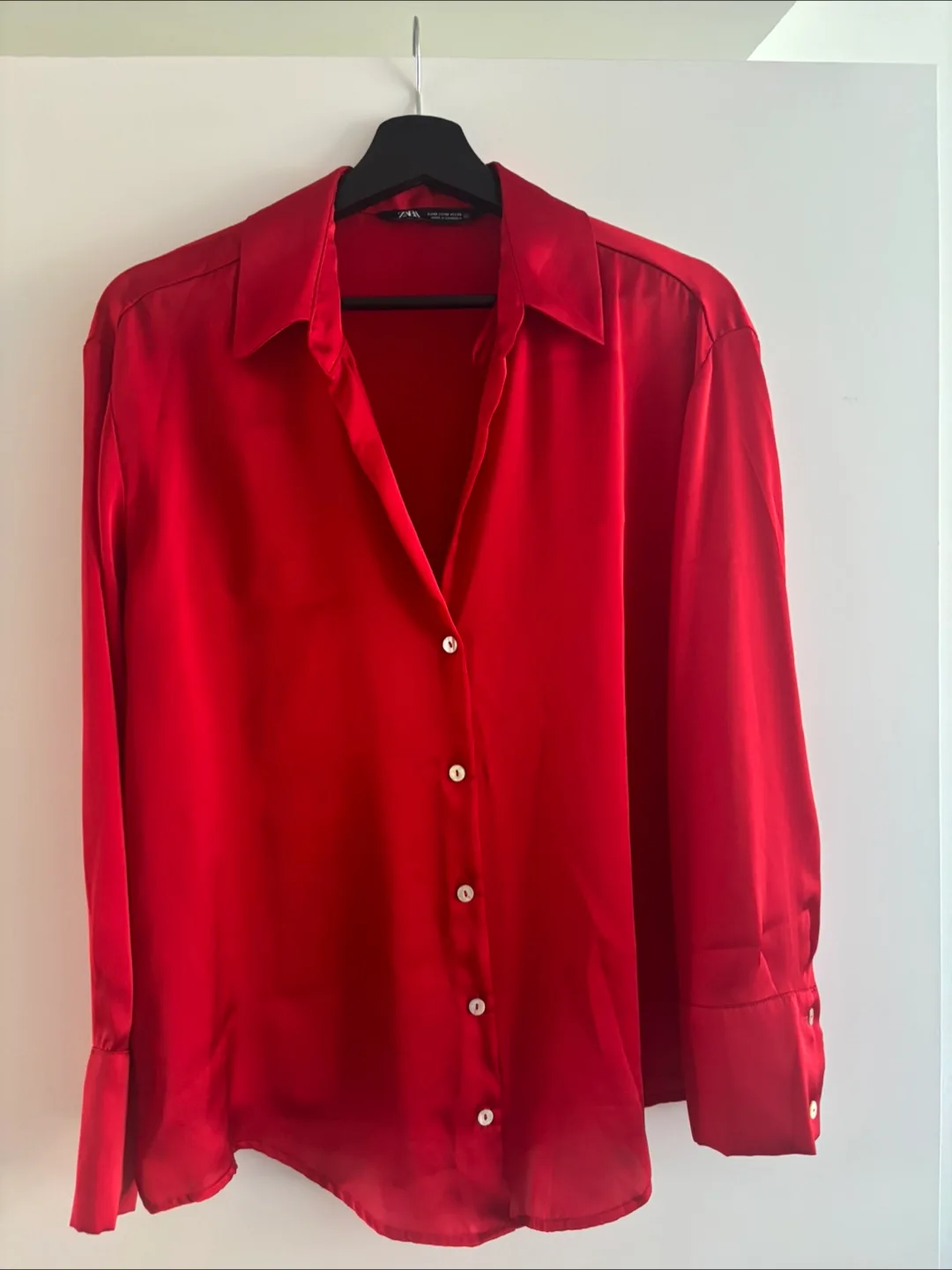 Zara Red Button-Down Blouse - Size M thumbnail