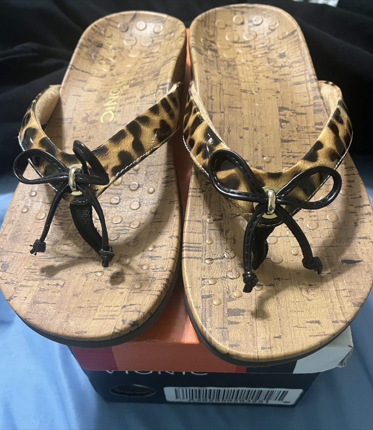 Vionic Leopard Flip Flops