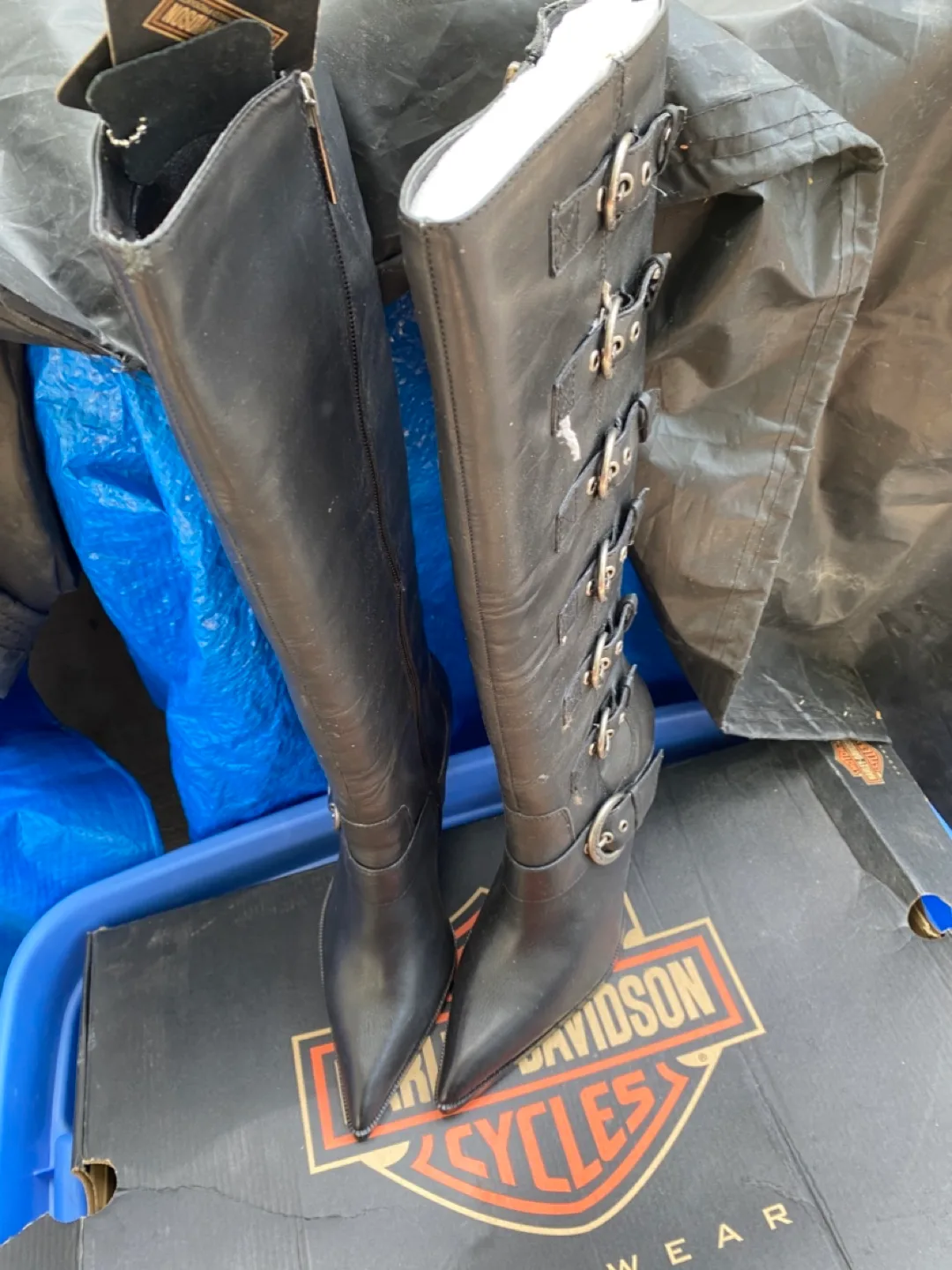 Harley Davidson Black Leather Boots - Size 8 image indicator(4)