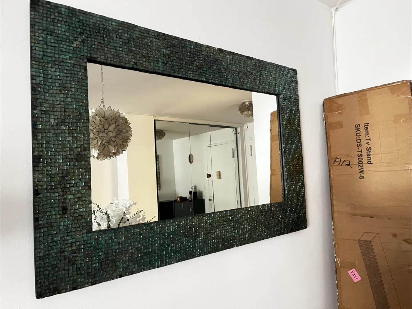 Mosaic Tile Framed Wall Mirror Green thumbnail