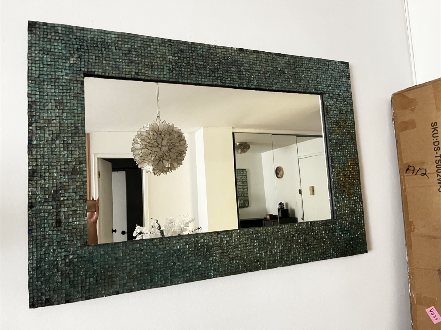 Mosaic Tile Framed Wall Mirror Green - photo 3
