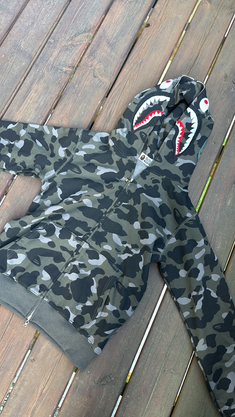 A Bathing Ape BAPE Camo Shark Hoodie - Size M