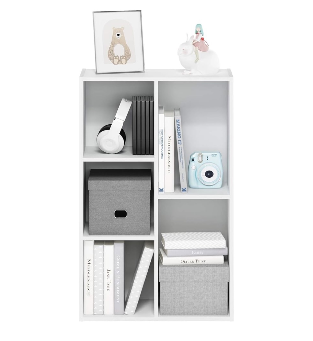 White Bookshelf Storage Organizer