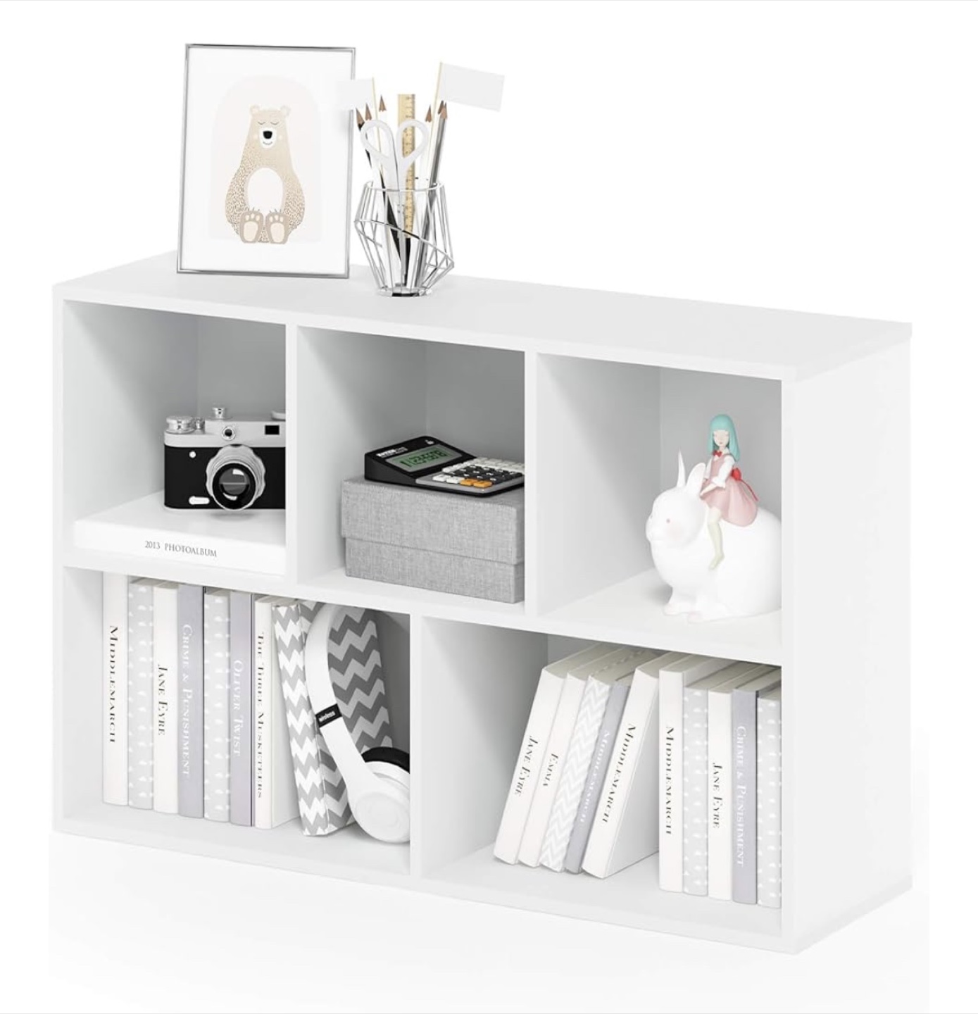 White Bookshelf Storage Organizer - photo 2