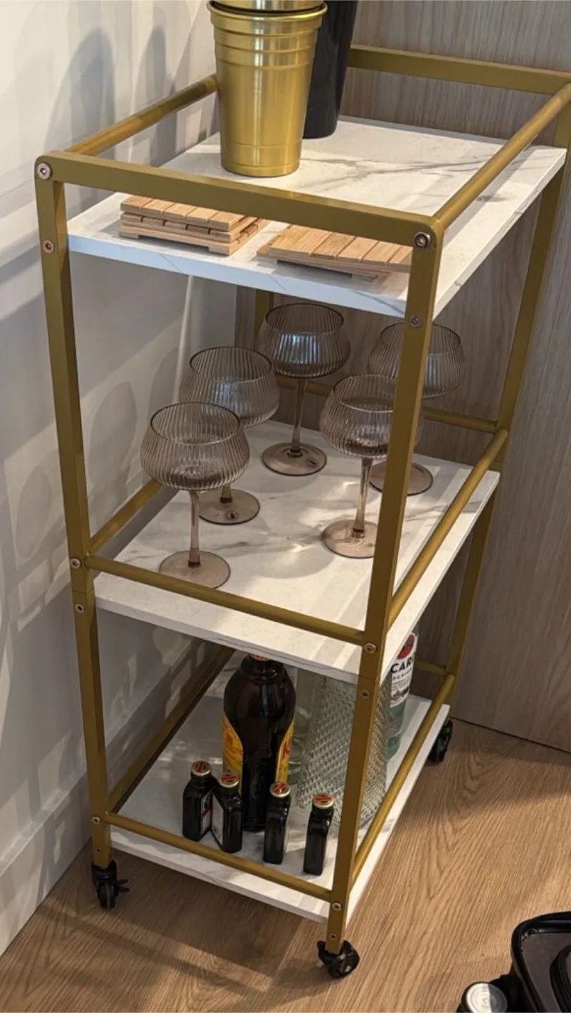Bar Cart with Gold Frame thumbnail