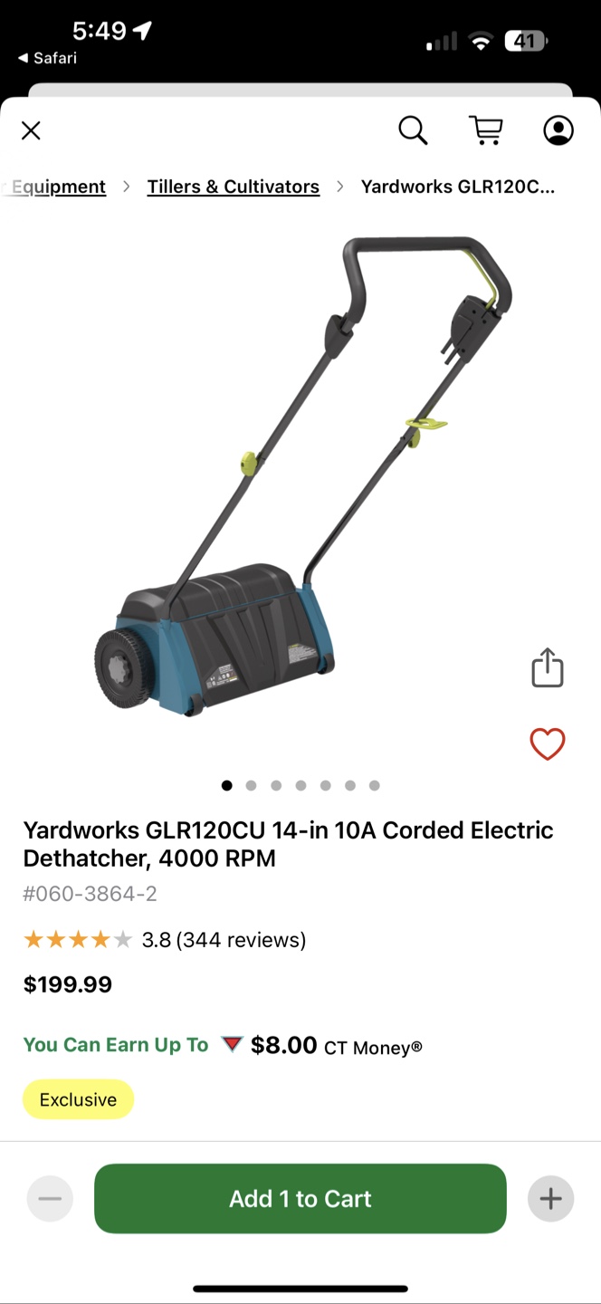 Yardworks GLR120CU 14-in Dethatcher
