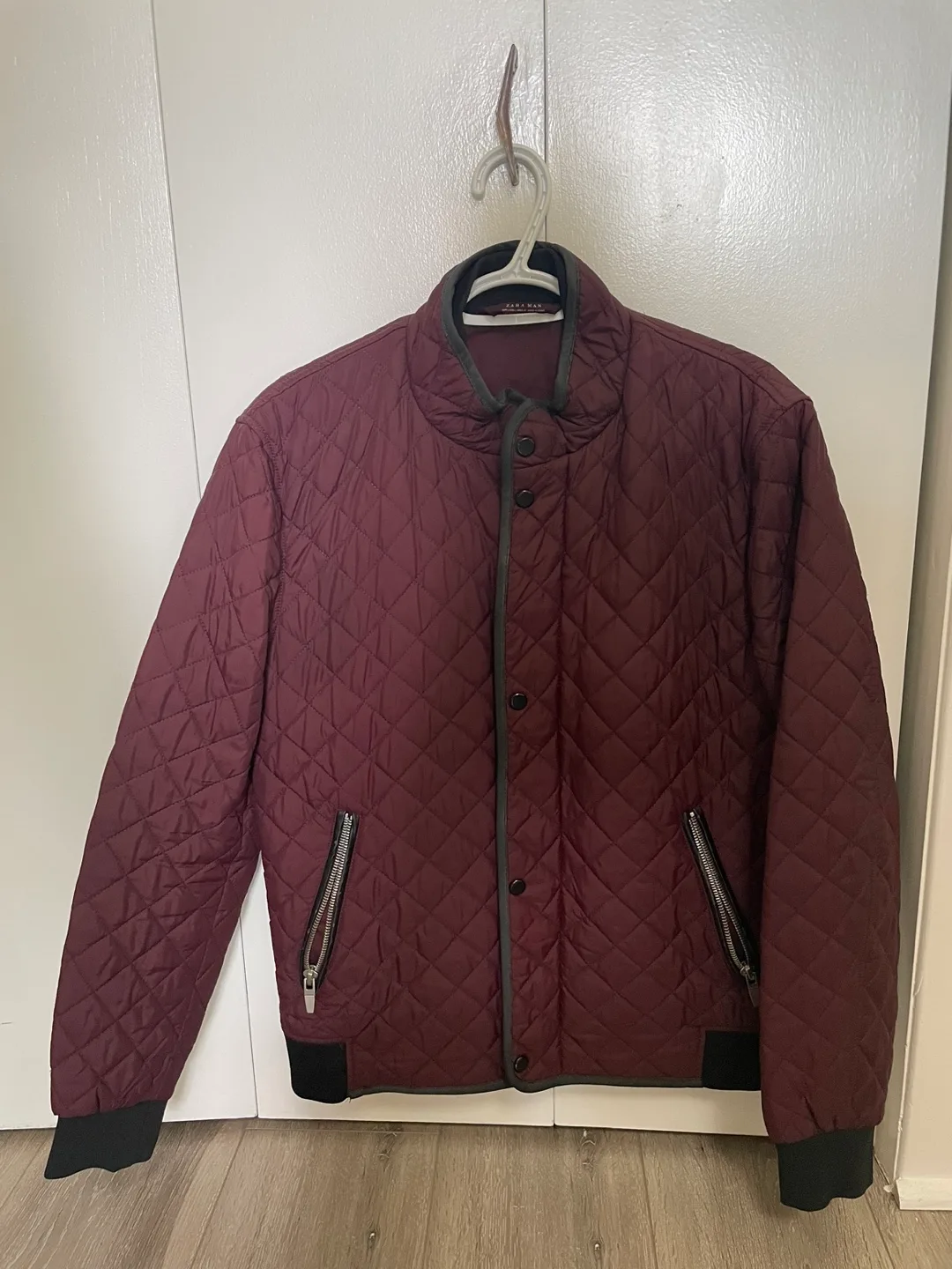 Zara Man Quilted Jacket - Burgundy thumbnail