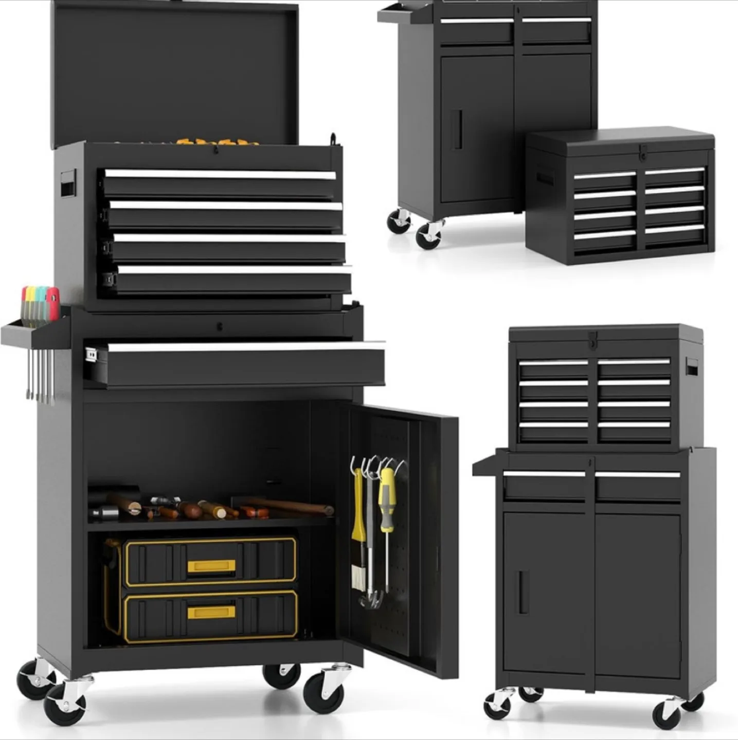 5 DRAWER 2 IN 1 ROLLING TOOL STORAGE CHEST- BLK thumbnail
